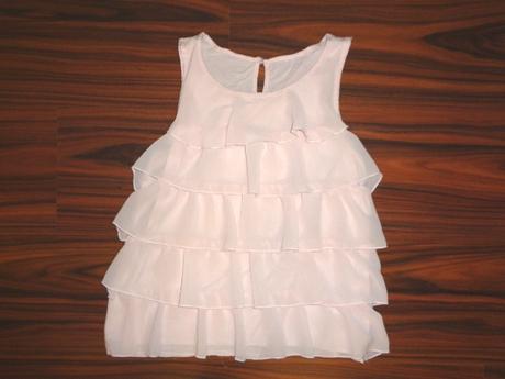 Luxusní světle růžový volánový top 146/152, h&m,146