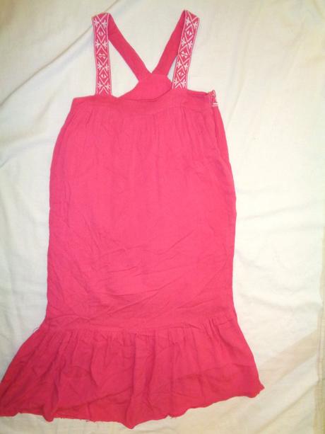 Krásné dlouhé sytě růžové šaty s vyšíváním, vertbaudet,110