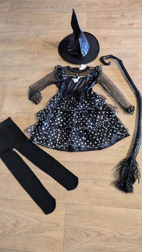 Ka28 kostým čarodějnice s koštětem vel. 8 - 10 let,