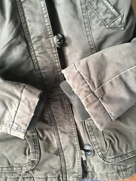 Khaki bunda s vnitřním kožíškem, vel xs/s. logg, h&m,xs