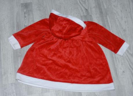 Vánoční červené sametové šaty s kapucí, 80