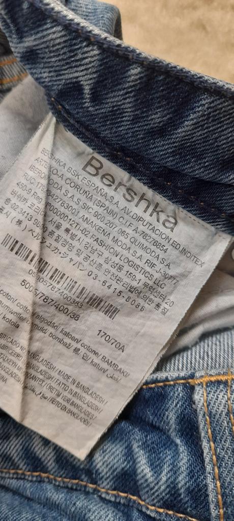 Bershka modré džíny mom fit, bershka,38