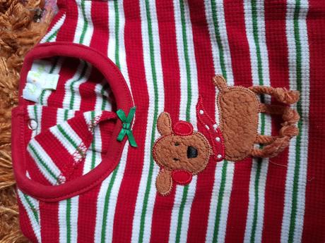 Vánoční tričko pruhované se sobem 6měsíců, 80