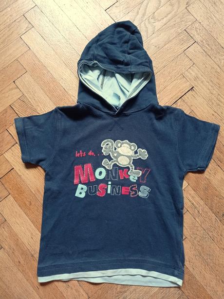 Triko krátký rukáv s kapucí 116 - jac, opice, jac,116