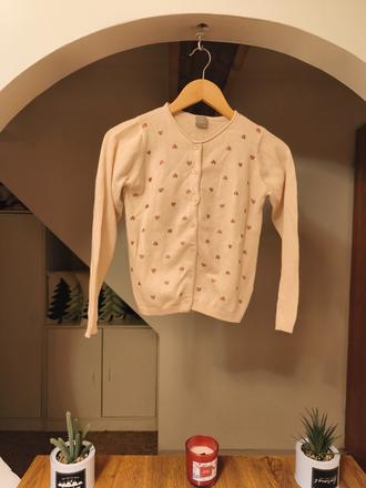 Srdíčkový svetr svetřík kardigan se srdíčky, pepco,134