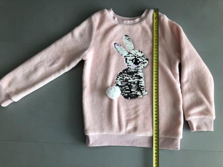 Mikina zajíček flitry růžová bambulka 110-116cm, h&m,110