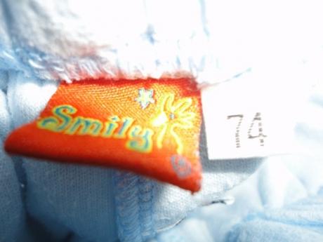 Sametové tepláčky smily, vel. 6-9 měsíců, 74