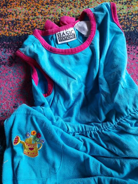 Dětské holčičí šaty,šatky,šatečky modré s výšivkou, 80