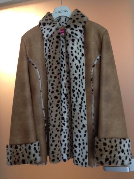 Kabát sako kožešina leopard zn.lipstick vel s 36, s