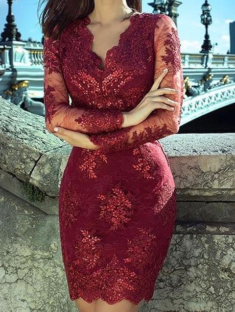 Dámské krajkové šaty vínové s 36, 36 / s