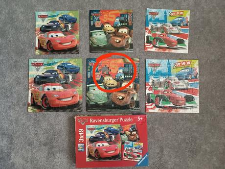Puzzle 5 ks - auta cars, letadla planes, 4+ a 5+, 