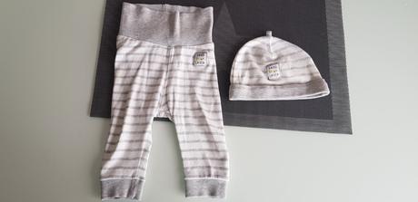 Dětský set dupačky + čepice šedo-bílý hm 2-4 měs, h&m,62