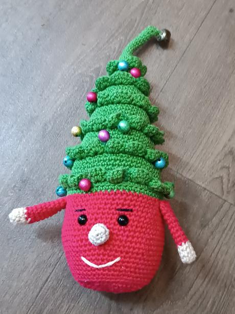 Vánoční set - háčkovaný skřítek, plyšový sob, 