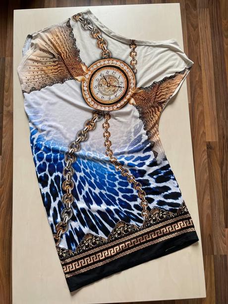 Minišaty/top hodiny a řetězy, vel 1 cca s/m, tatu, s