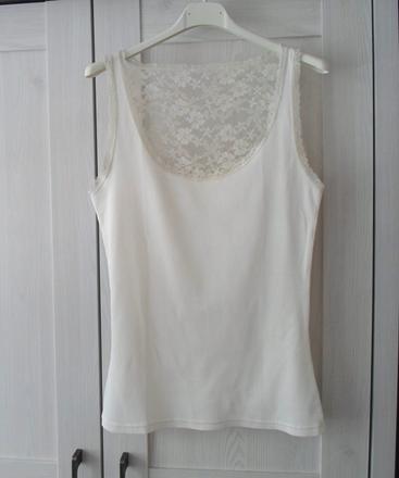 Bílé krajkové tričko tílko bílý top, h&m,m