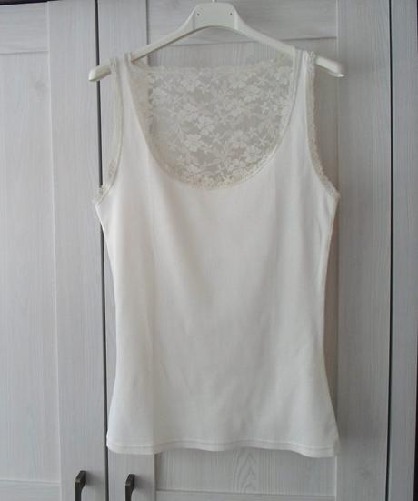 Bílé krajkové tričko tílko bílý top, h&m,m