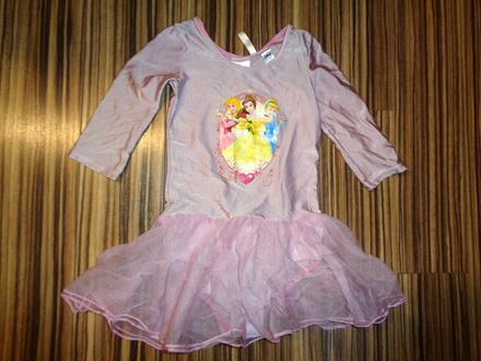 Fialkový dresíkové šaty s princeznami 110/116, h&m,110