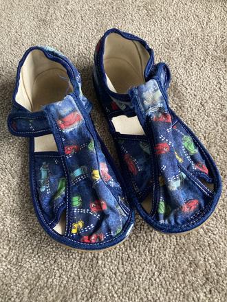 Bačkory /přezůvky baby bare s auty, baby bare shoes,32