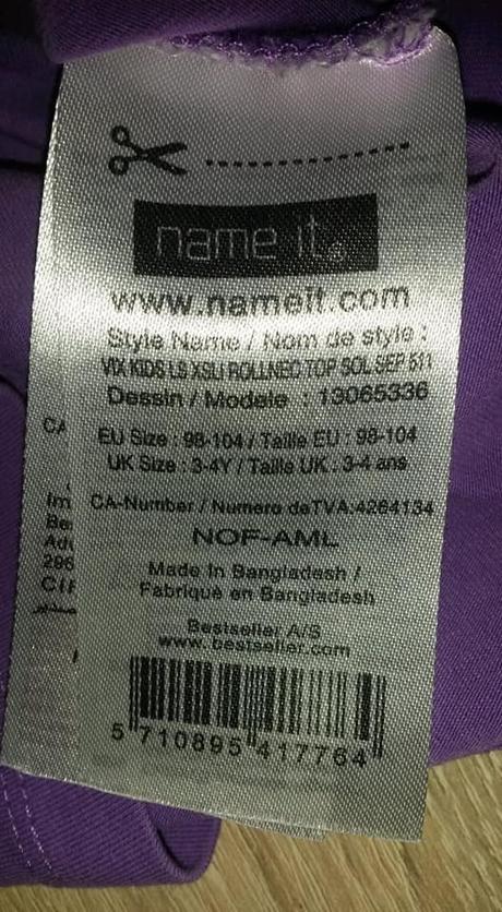 Fialové bavlněné tričko s rolákem vel. 98-104, name it,98