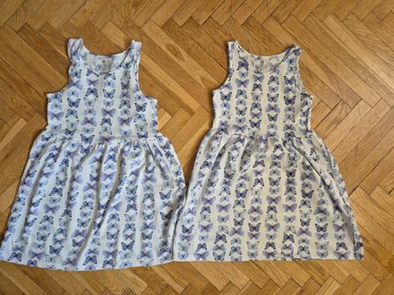 2x šaty s motýlky, 128