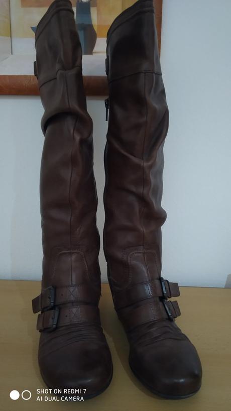 Kožené kozačky janet d. tmavě hnědé, 36