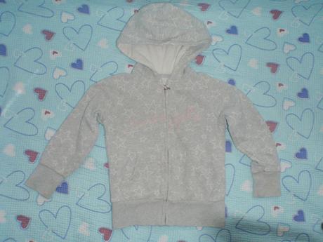 Šedá mikina, bundička s hvězdičkami, 110