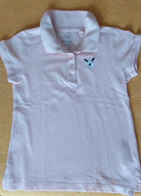 Růžové tričko s límečkem 110/116, lupilu,110