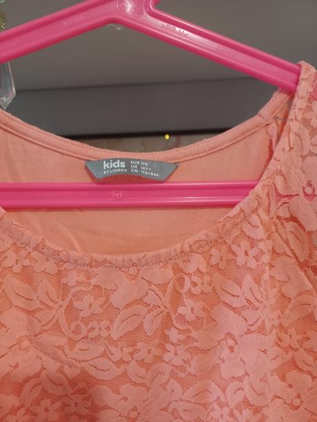 Meruňkové lososové tričko s krajkou lindex 170/s-m, lindex,170