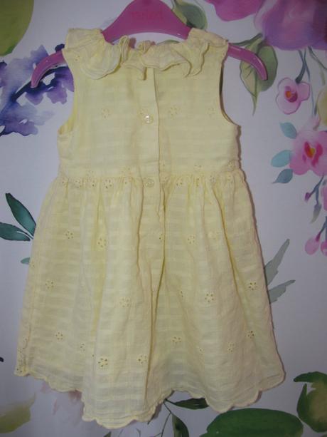 Žluté bavlněné letní šaty s volánky a výšivkou, george,80