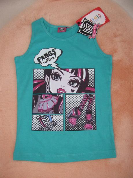 Letní tyrkysové tričko bez rukávů-monster high, 128