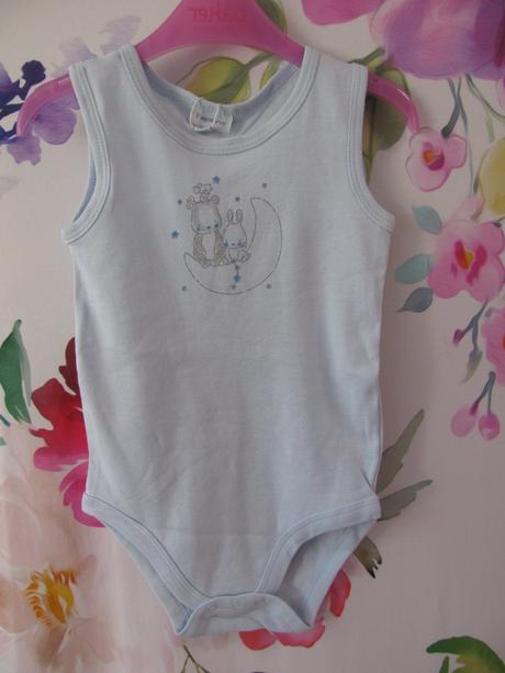 Kojenecké modré body tílko s medvídkem a myškou, ovs,86