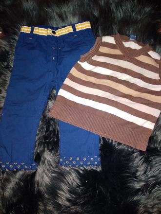 Klučičí set, nové kalhoty + vesta zdarma vel. 80 -, tu,80