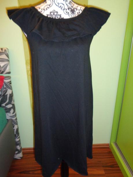 Černé bavlněné šaty s volánem, l