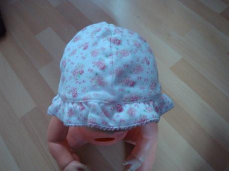 Klobouček bavlněný s kytičkami, vel. 56, mini mode,56