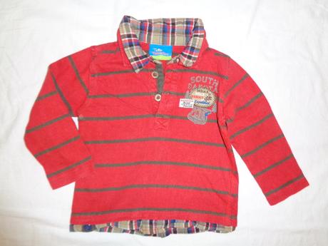 Nádherné červené límečkov triko-efekt dva v jednom, topolino,92