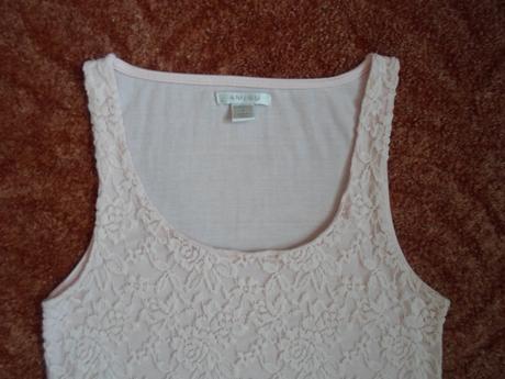 Růžové krajkové tričko tílko růžový top amisu, amisu,m