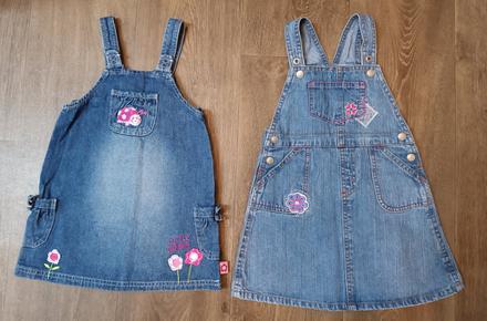 2x dívčí džínové sukně s laclem,vel.80/86 a 104, 80