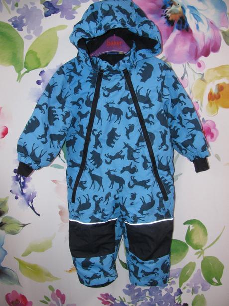 Zimní kombinéza s kapucí s potiskem zvířátek, lupilu,80