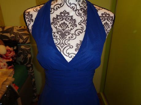 Luxusní tmavě modré společenské šaty, 36