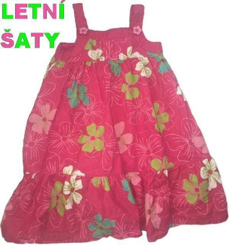 Růžové letní šaty na ramínka, květiny, vel. 2-3y, dopodopo,98