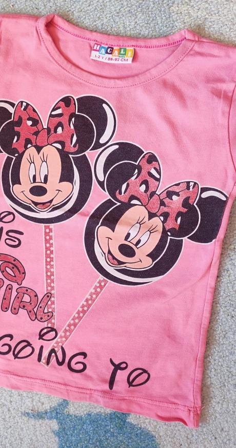 Dětské růžové tričko s minnie, vel. 86-92, 86