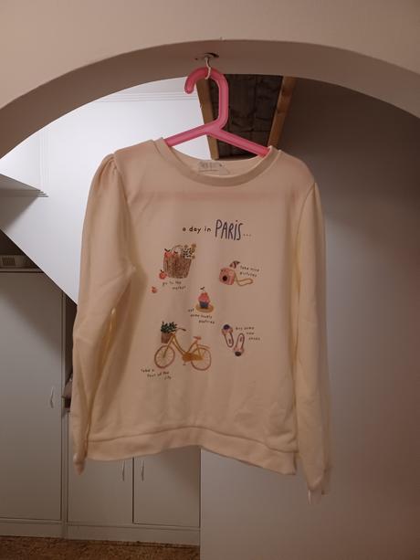 Krémová mikina s potiskem 134/140, h&m,140
