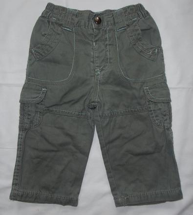 V48. khaki podšité plátěné kalhoty 3-6 měs., george,68