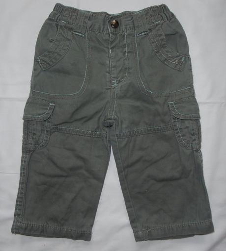 V48. khaki podšité plátěné kalhoty 3-6 měs., george,68