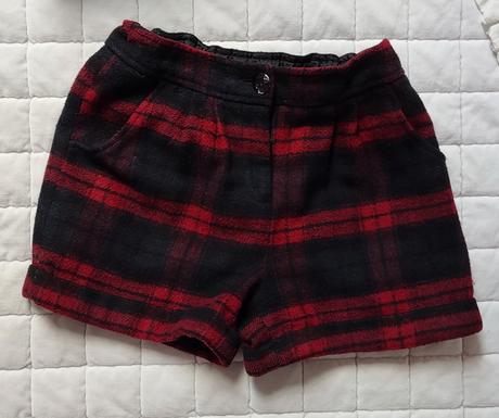Teplé kraťasy kárované, nutmeg,140