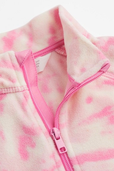 Fleecová batikovaná mikina h&m růžová vel. 98/104, h&m,98 / 104