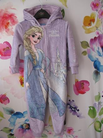 Fleecový lila overal na spaní - ledové království, disney,104
