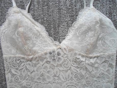 Bílé tričko triko tílko crop top krajkový, calliope,xs
