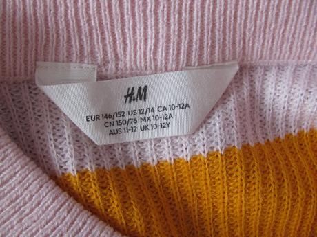 Dívčí pruhovaný crop top růžový svetr h&m, h&m,152