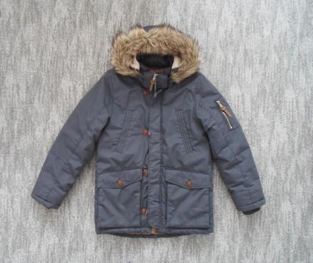 Modrá bunda bundička s kožíškem, h&m,152